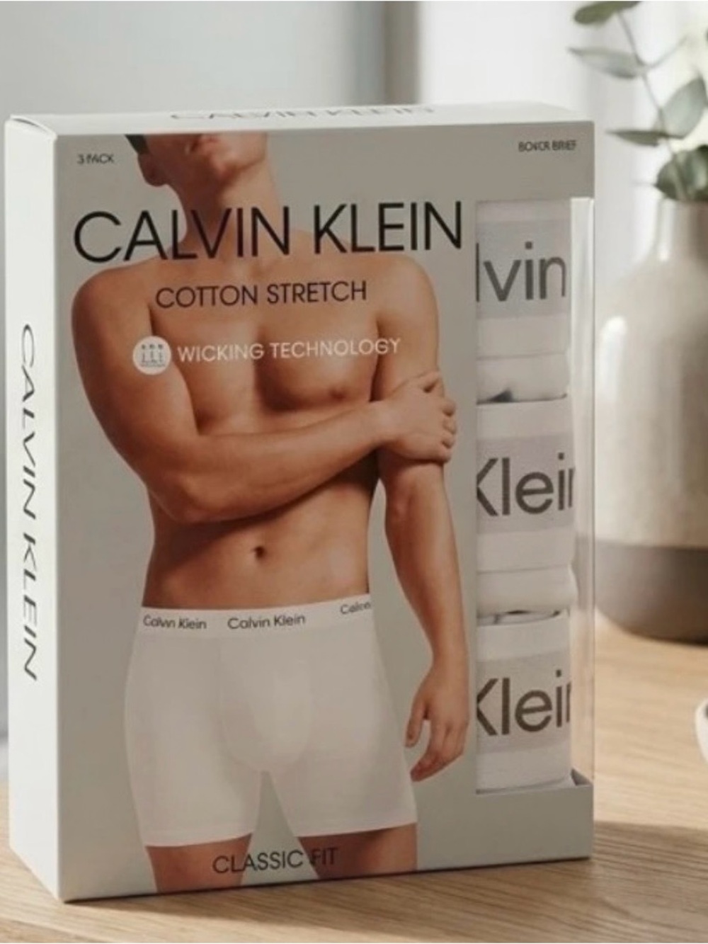 Calvin Klein White Cotton Stretch Boxer Briefs - 3 Pack size L
